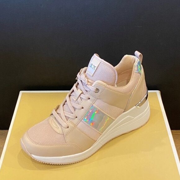 Michael Kors Georgie Soft Pink Trainer Wedges Sneakers Shoes Flat Multi Size NEW - Picture 1 of 6